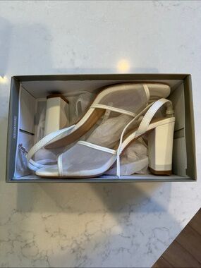 White Block Heels - Women
